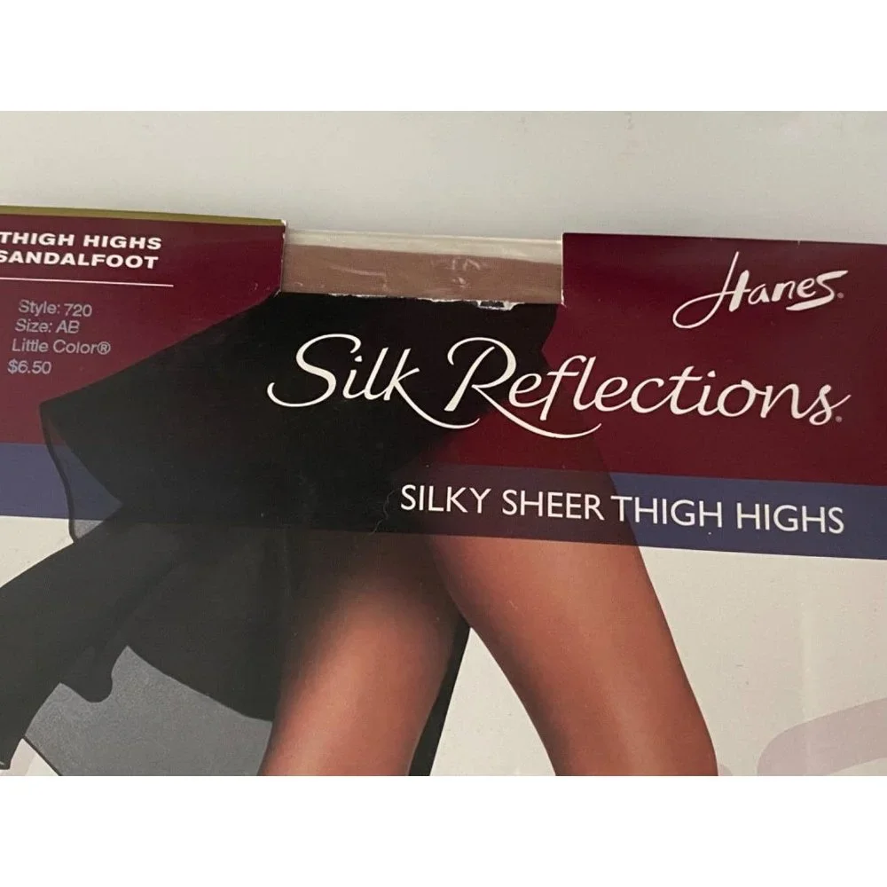 Hanes Silk Reflections Silky Sheer‎ Thigh Highs Sandalfoot Size AB Little Color